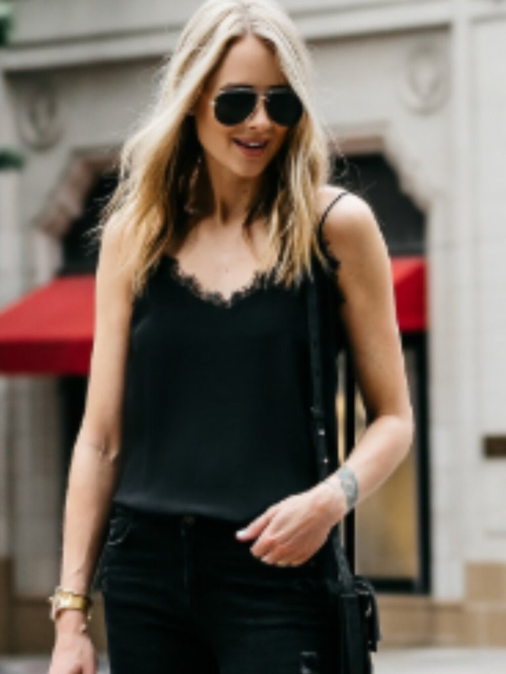 Zara Black Satin Lace Trim Cami Top Size L | Lingerie-Inspired Slip Tank